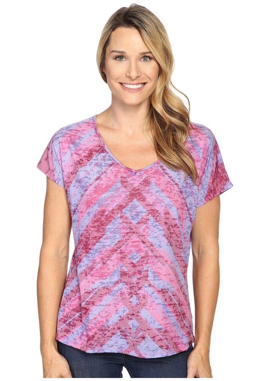 PrAna Tabitha Top Burnout Dolman Purple Relaxed Small